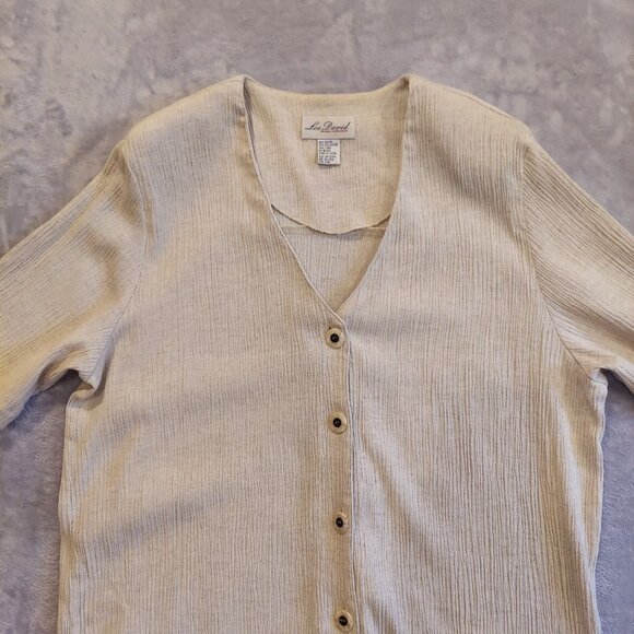 Lee David Blouse Womens 18/20w Ivory Linen Blend Lagan look Beachy vacation - Picture 12 of 14
